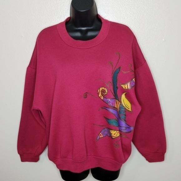 Situations Tops - Vintage 80s 90s Women's Medium Sweatshirt Crew Neck Oversized Made In Australia